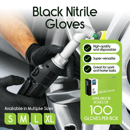 Inspire Black Nitrile Disposable Gloves | 4.5 Nitrile Disposable Safety Medical Cleaning Gloves (Black - Box Of 100, Large)