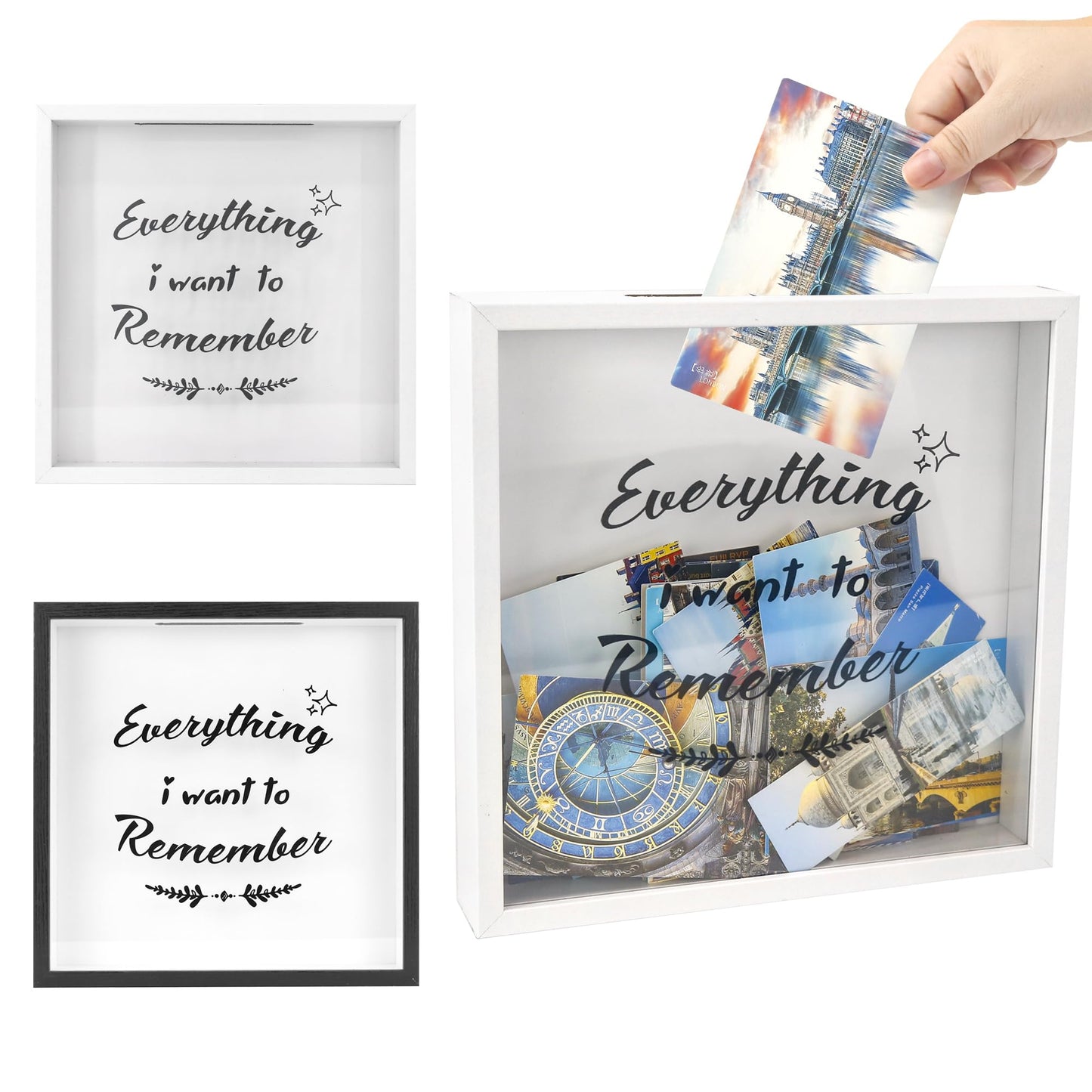 FramePro 12"x12" Travel Shadow Box with Slot – Adventure Archive Memory Box for Tickets, Souvenirs & Photos | Wall-Mountable Keepsake Display Case with Real Glass & Wood Frame (White)