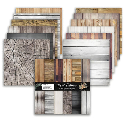 VIVIQUEN 24 Pack Brown Wood Textures Scrapbook Paper, 12x12 Inch Wood Floor Single-Sided Specialty Craft Paper Folded Flat for DIY Background Cards Art Photo Album Decor Junk Journals Decoration