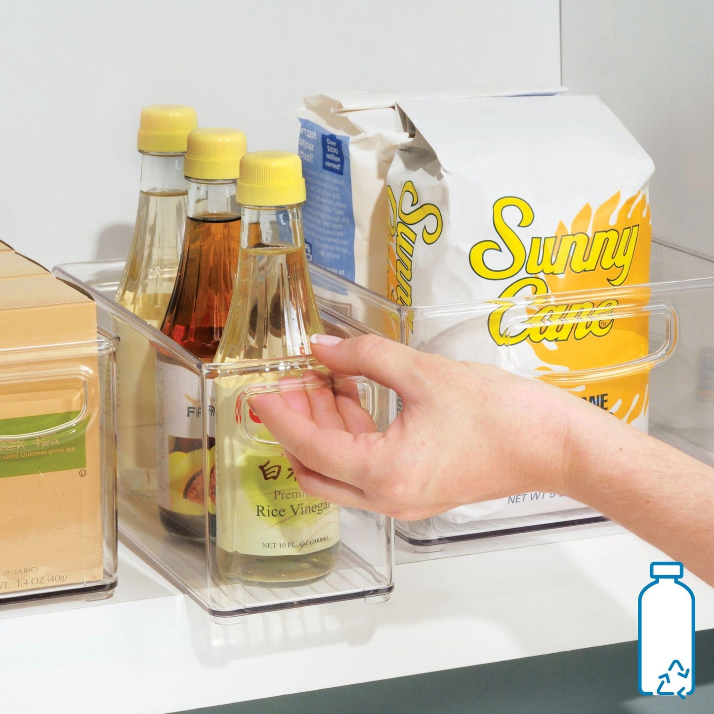 iDesign Slim Clear Plastic Stackable Storage Bin, Tall Narrow Organizer for Kitchen or Pantry