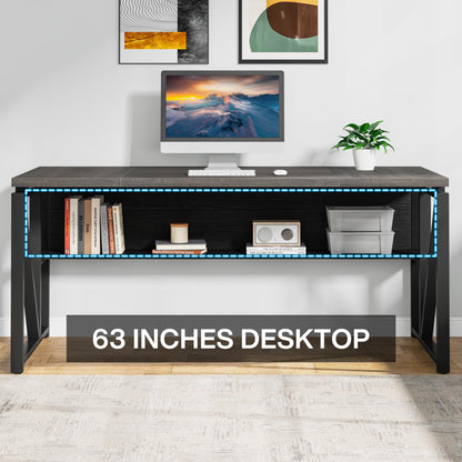 Tribesigns L Shaped Desk with Drawer Cabinet, 63" Executive Computer Desk and lateral File Cabinet, 2 Piece Home Office Furniture with Drawers for Hanging File, Doors with Locks (Gray, 63 inches)