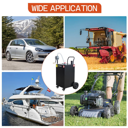Garvee 45 Gallon Portable Fuel Caddy with Manual Transfer Pump, Heavy Duty Fuel Storage Tank on 4 Wheels, Gasoline Diesel Fuel Container for Trucks, Boats, ATVs, Lawn Mowers, Black