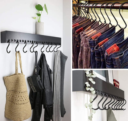 YourGift Heavy Duty S Hooks, S Shaped Hooks for Kitchen, Bathroom, Bedroom, Office, 24 pcs/Black, Various Sizes