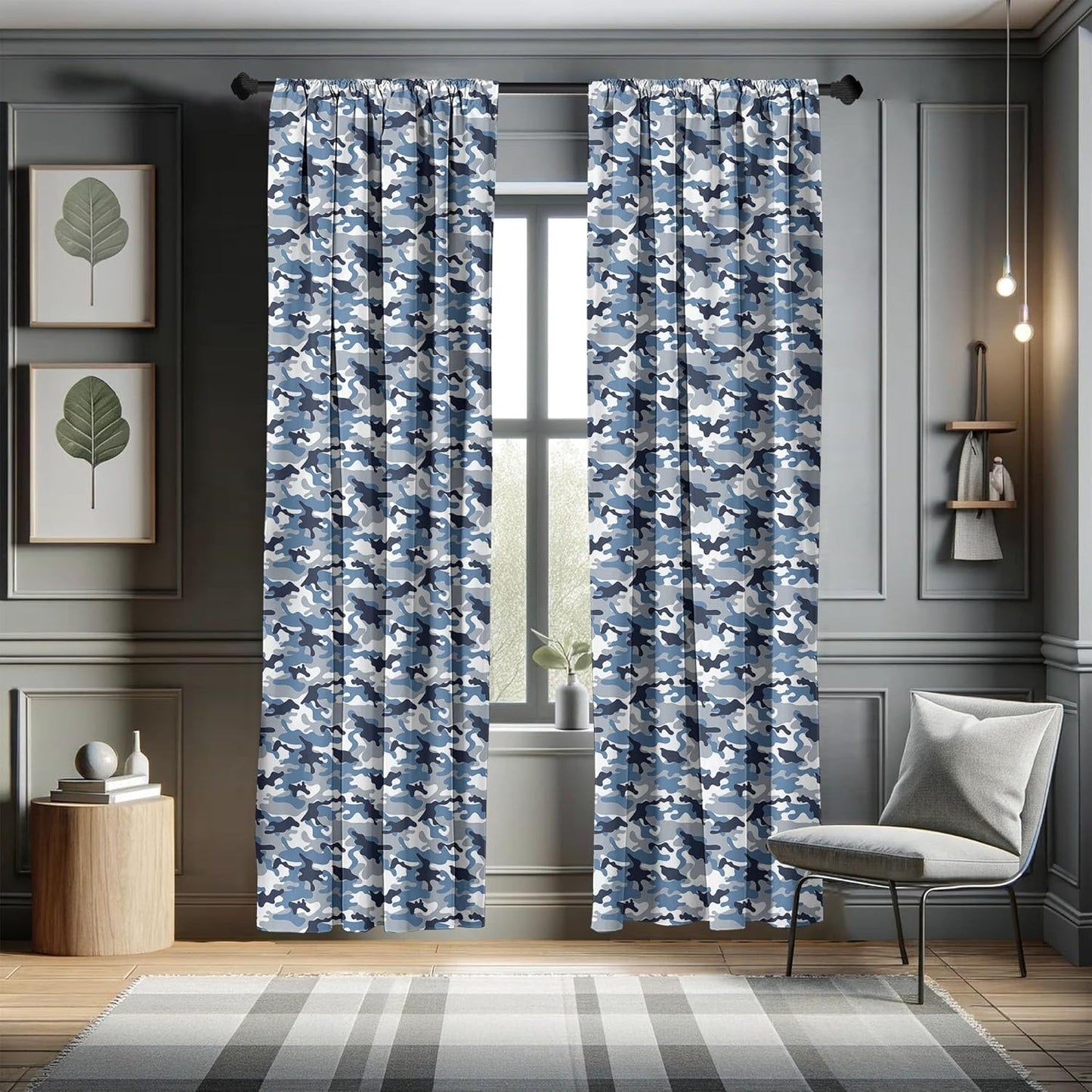 Ambesonne Camouflage Window Curtains, Abstract Soft Colors Pattern Surreal Shapes Design Art, 2-Panel Set - 28" x 63",