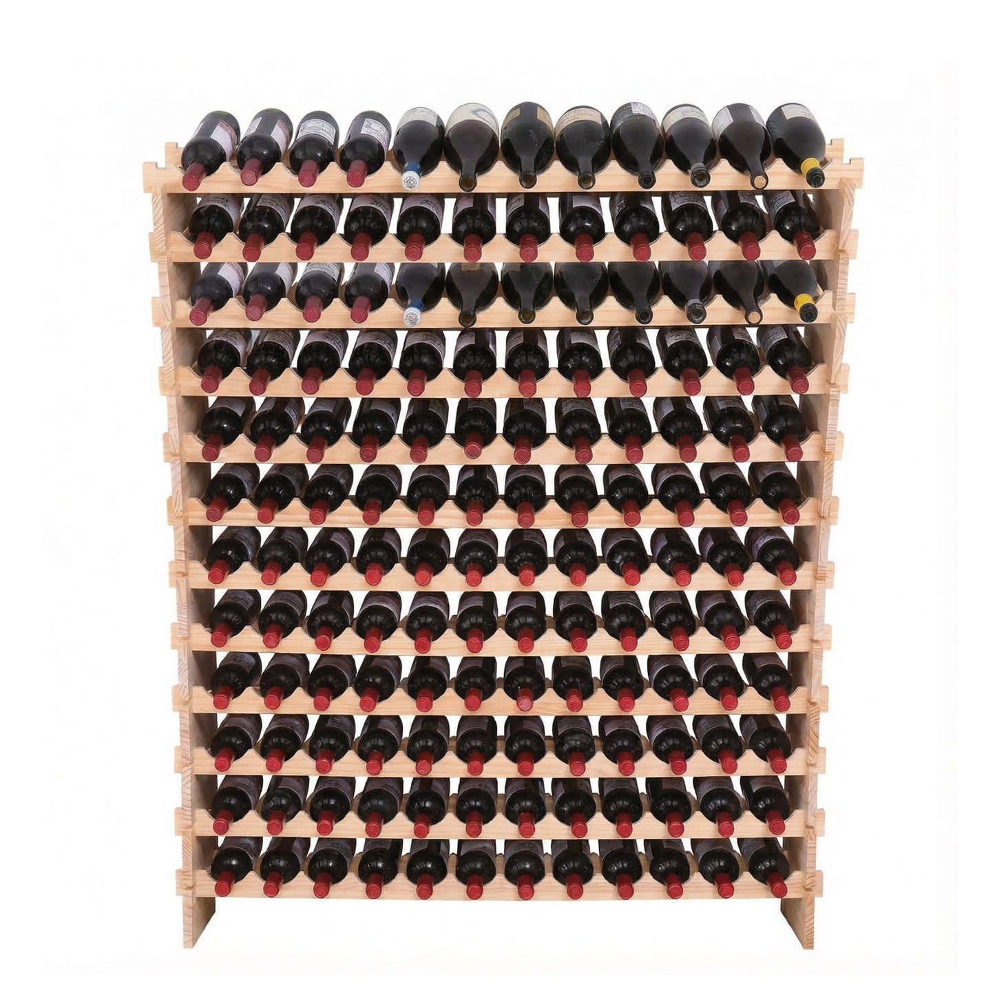 fdjamy Wine Rack freestanding Floor Cabinet 144bottle Wood Stackable Storage Modular Wine Holder Display Shelves ﻿