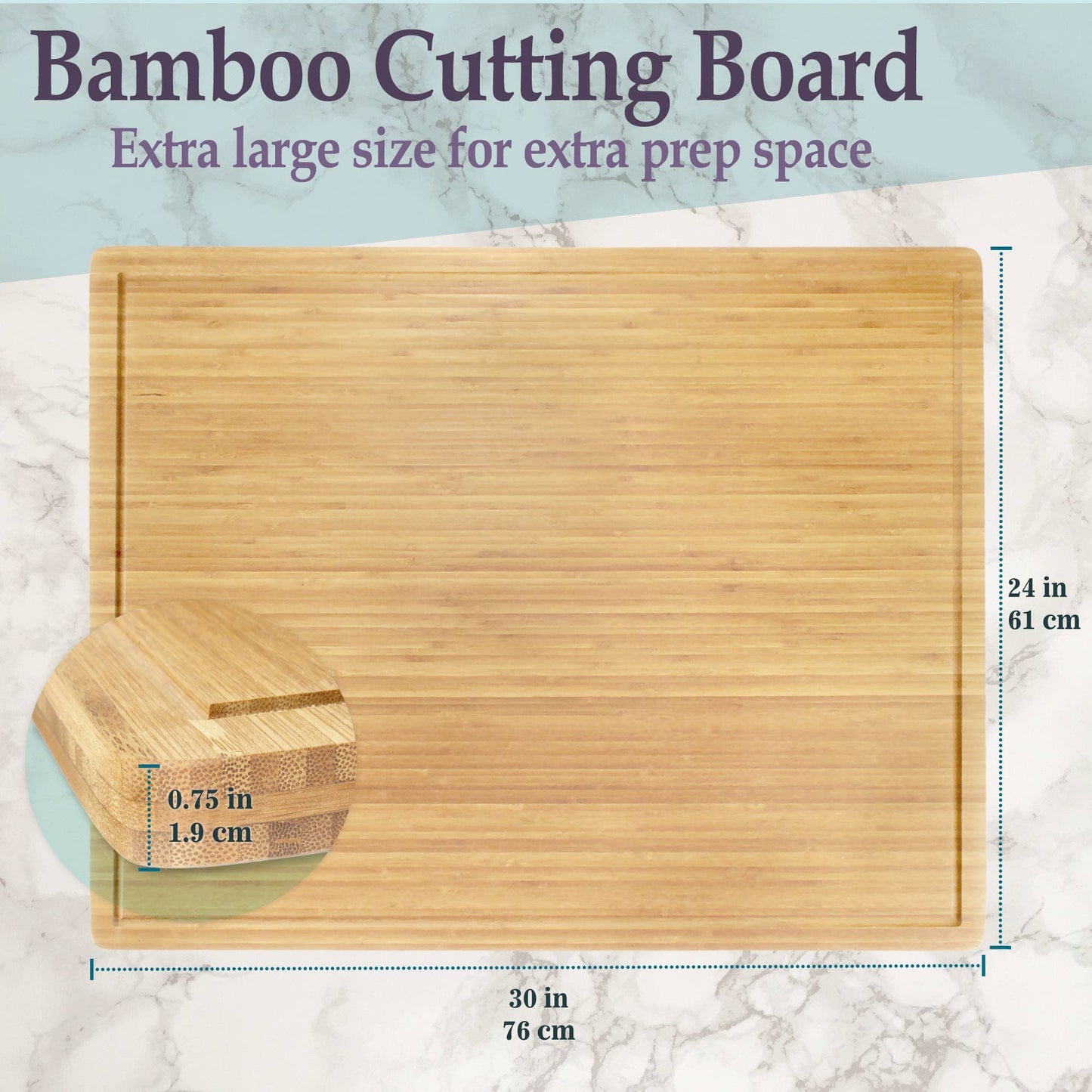 BambooMN Bamboo Burner Cover Cutting Board - 3 Ply - Extra Large - Grooved/Flat (30" x 24" x 0.75") - 2 Pieces