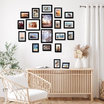 20 Packs Picture Frames Collage Wall Decor for Wall Hanging or Tabletop Display, Gallery Wall Frame Set for Family, Multi Sizes Photo Frames Collage Including 3Pcs 8x10, 8Pcs 5x7, 9Pcs 4x6, Black