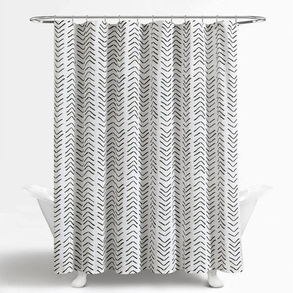Lush Decor Hygge Modern Arrow Linen Look Shower Curtain, 72" X 72", Black & White