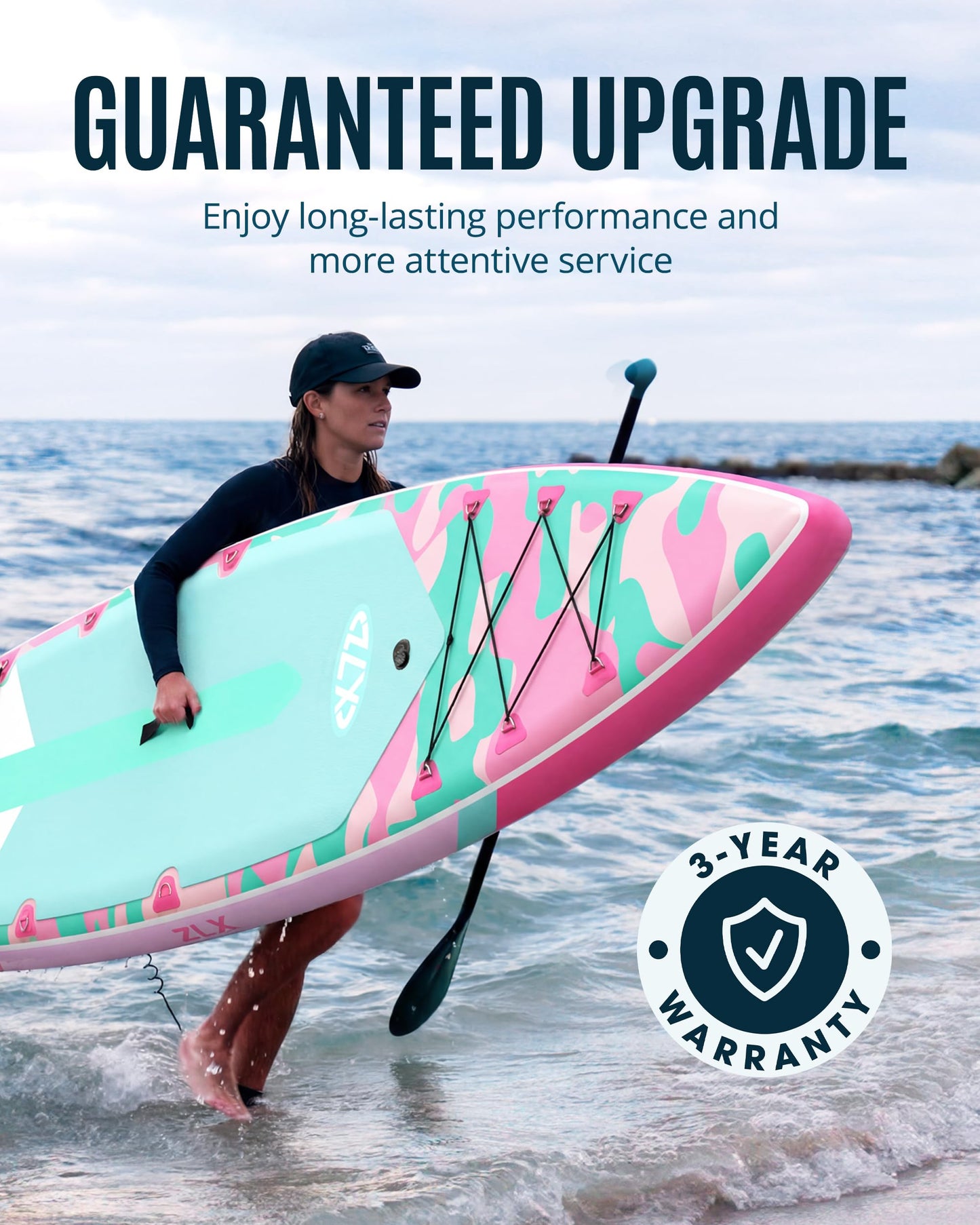 ZLX 11'6" Extra Wide Inflatable Paddle Board with Seat, Touring Stand Up Paddleboard, Fast Long-Distance SUP, Stable Center Fin, Portable Backpack & Accessories for Adults, 500lb/3 People/Family