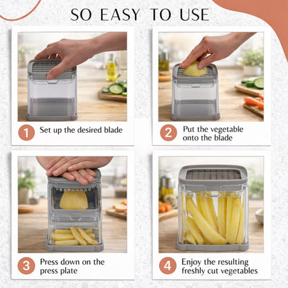 Brieftons PerfectCut Vegetable Chopper: 4-Blade Veggie Dicer Fruit Slicer, Potato French Fry Cutter, Wedge Cutter, Onion Chopper, Egg Slicer with 5 Recipe Ebooks, Safe to Use, Easy to Clean & Store