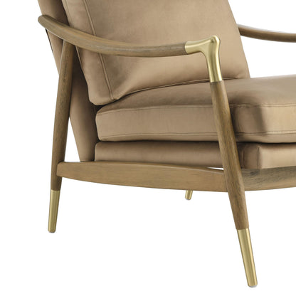 Modway Langford Stain-Resistant Performance Velvet Armchair – Mid Century Modern Velvet Chair with Wood Frame – Upholstered Accent Chair for Living Room or Bedroom