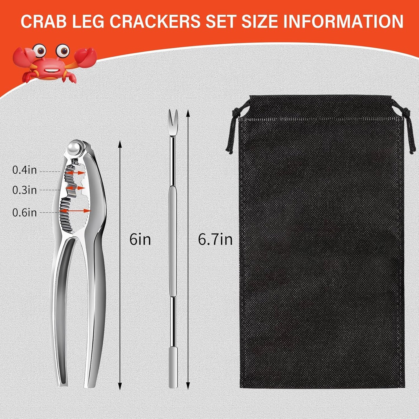 WHDLQFL 16 Pack Set, Lobster Crackers and Picks Crab Leg Cracker Tools, Stainless Steel Seafood Crackers & Forks