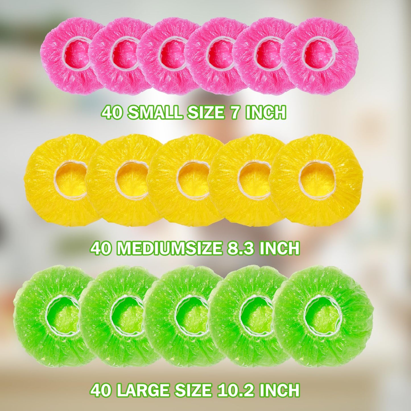 Mwellewm Plastic Bowl Covers Elastic Reusable Food Storage Stretch Saran Wrap Shower Caps Fresh Keeping Bags Bowl Covers for Bread Proofing Alternative to Foil for Family Outdoor Picnic 3 Size(120)