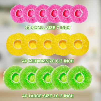 Mwellewm Plastic Bowl Covers Elastic Reusable Food Storage Stretch Saran Wrap Shower Caps Fresh Keeping Bags Bowl Covers for Bread Proofing Alternative to Foil for Family Outdoor Picnic 3 Size(120)