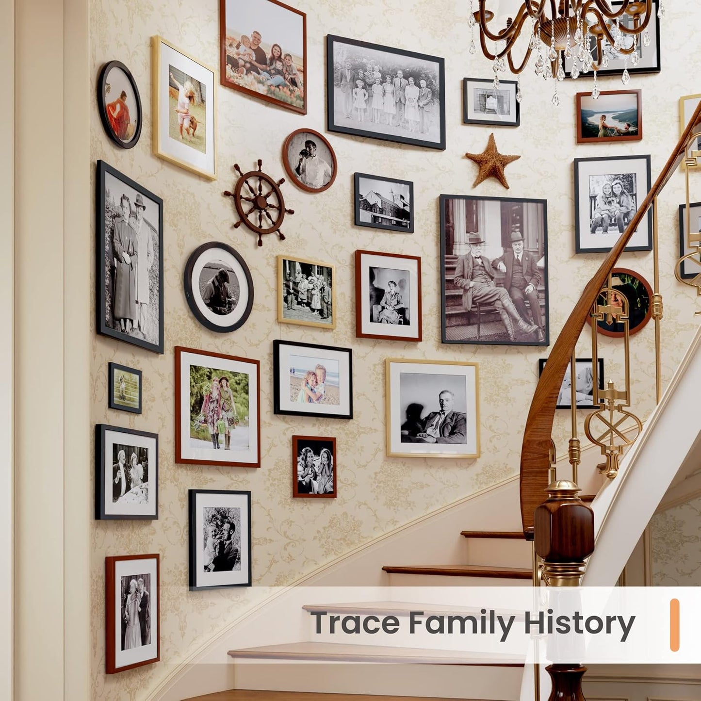Upsimples 11x14 Picture Frame Bundle - Includes 6 Pack Floating Wall Shelves in Brown