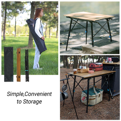 Adjustable Folding Picnic Table Portable Aluminum Camping Table Lightweight Travel Table Compact Storage Easy Setup Outdoor Dining 120x70cm Black
