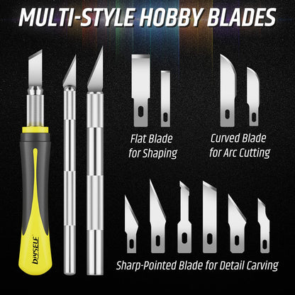 DIYSELF 16-Piece Exacto Knife Set, Craft Knife & Hobby Knife Kit, Precision Knife with Magnetic Storage Case, Exacto Knife for Crafting, Paper, Foam, Vinyl, Models, 3D Printing, Junk Journal Supplies