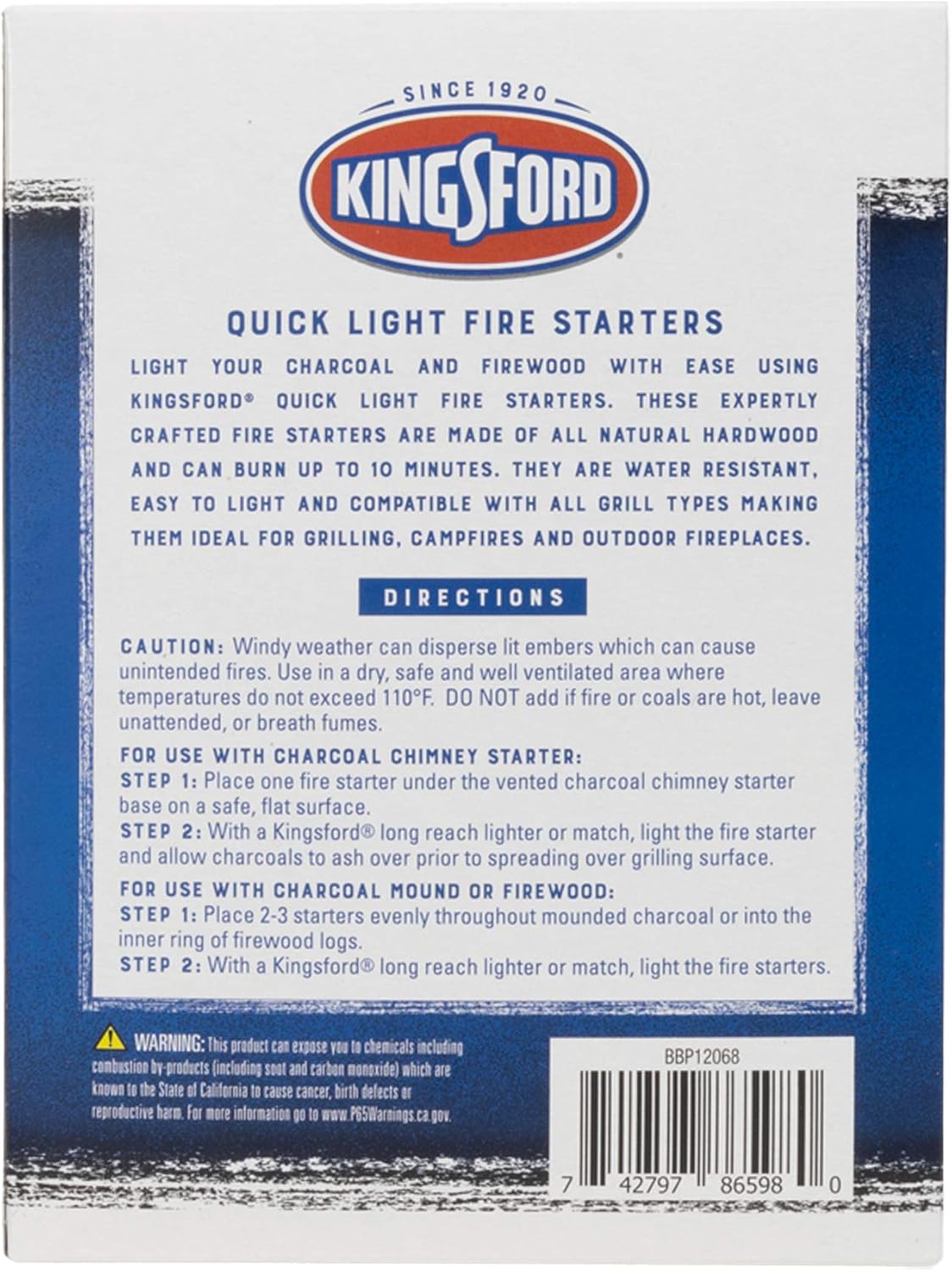 32 Count Kingsford Quick Light Fire Starter Rolls, All Natural Hardwood with Paraffin, Water Resistant and Easy