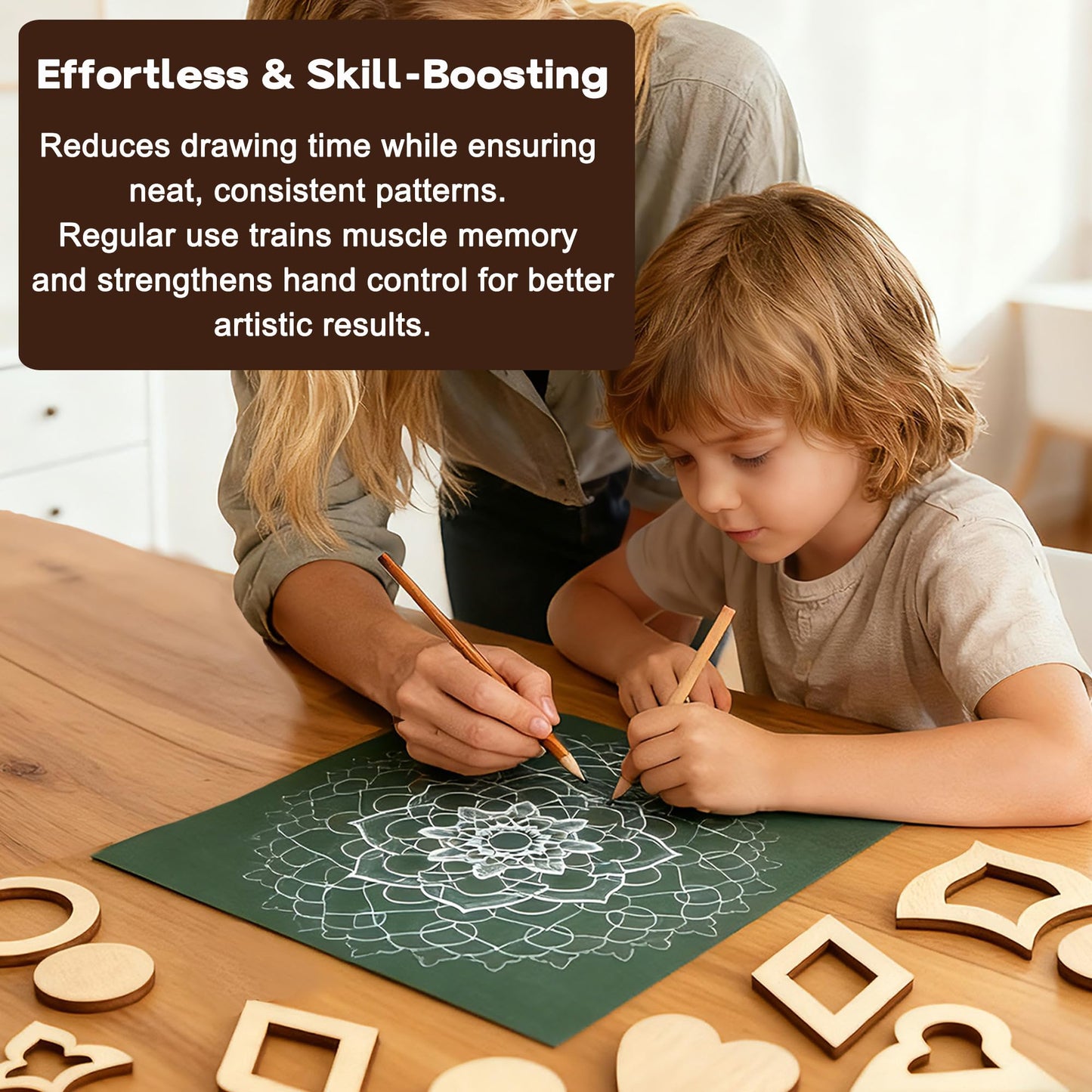 DAFENCHI 364 Pcs Wooden Mandala Painting Stencils, Dot Drawing Tools for Mandala Patterns, Drawing Stencils for Wood & Flat Surfaces, Portable Art Drawing Kit Painting Template