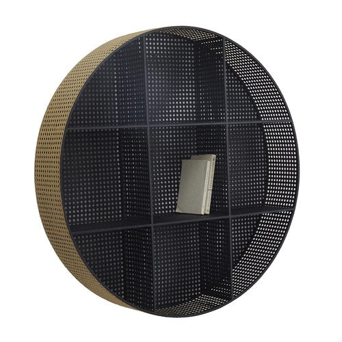 Deco 79 Metal Wall Shelf Round 8 Cubbies, 32" x 6" x 32", Black