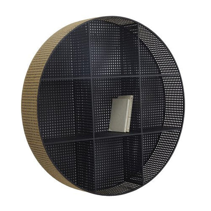 Deco 79 Metal Wall Shelf Round 8 Cubbies, 32" x 6" x 32", Black