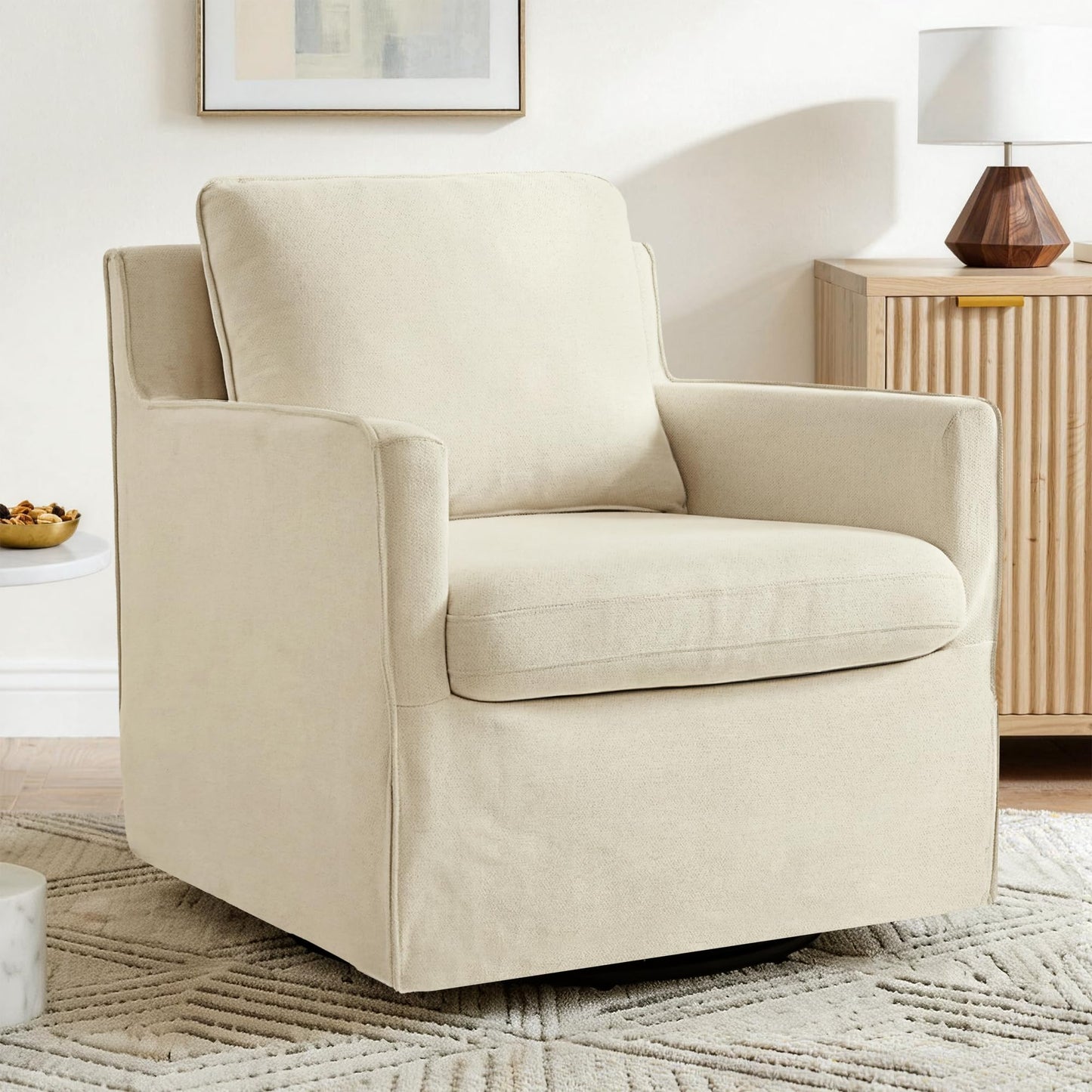 KISLOT Swivel Accent Chair Rocking Recliner 360 Degree Swivel Armchair Machine-Washable Cover for Nursery Living Room Bedroom