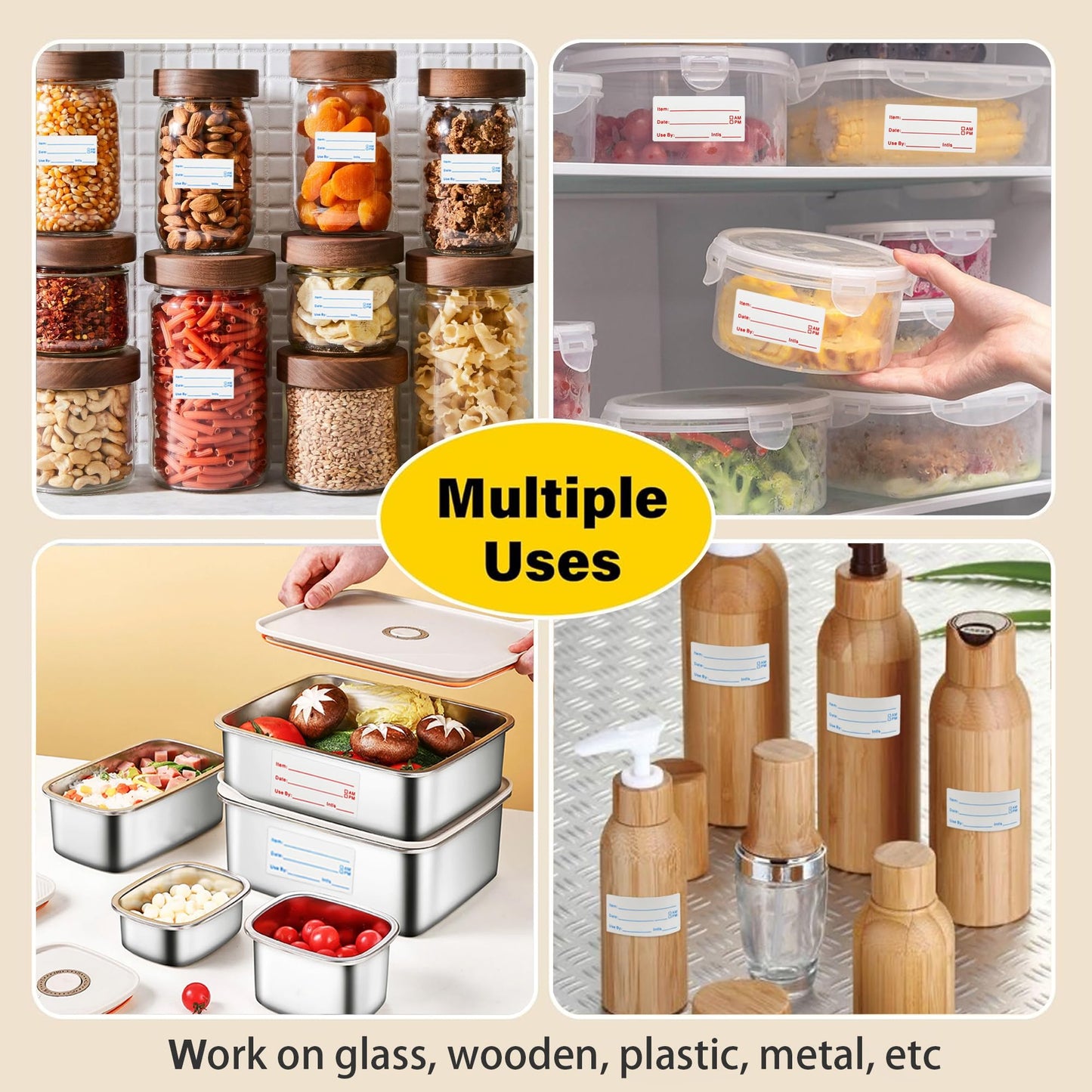 1000Pcs Food Labels, AIMEIKI 2 Rolls 1 x 2 Inch Removable Date Stickers Waterproof Food Storage Stickers for Freezer, Refrigerator, Food Containers Easy Clean No Residue