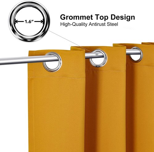 ChrisDowa Blackout Curtains - Thermal Insulated Grommet Room Darkening Panels, Mustard Yellow | 52W x 95L