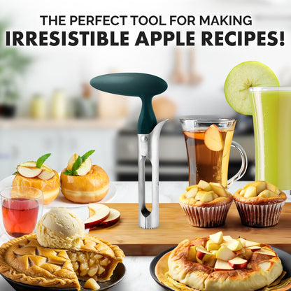 Zulay Kitchen Ultra Sharp Apple Corer Tool - Stainless Steel, Sharp & Serrated Blade Cores in Seconds - Easy to Use & Clean, Durable Apple Core Remover for Apples & Small Fruits - Dark Teal