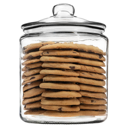 1 Gallon Glass Cookie Jar with Lid – Glass Jar with Lid - Airtight Food Storage Container for Cookies, Candy, Flour, Dog Treats – Clear Large Kitchen Jar for Pantry - Glass Containers with Lids
