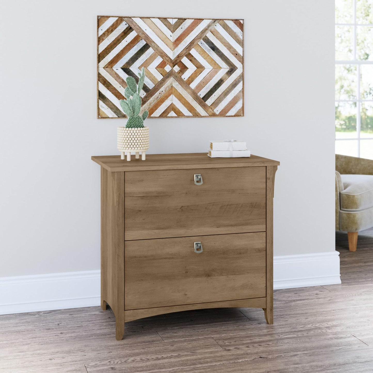 Bush Home Salinas 2 Drawer Lateral File Cabinet in Reclaimed Pine, Home Office Storage Solution, Organizer with Drawers for Workspace, Filing Unit