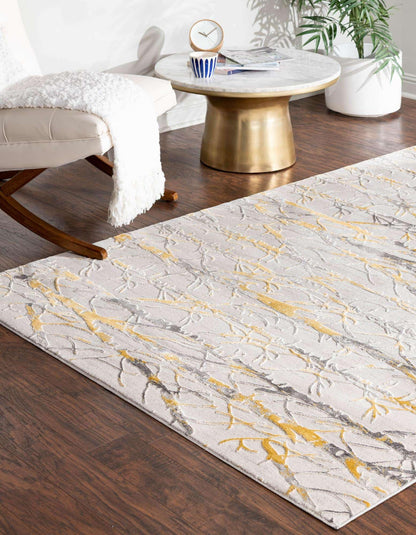 Unique Loom Finsbury Collection Area Rug - Anne (7' 10" x 10' Rectangle, Yellow and Gray/ Ivory)