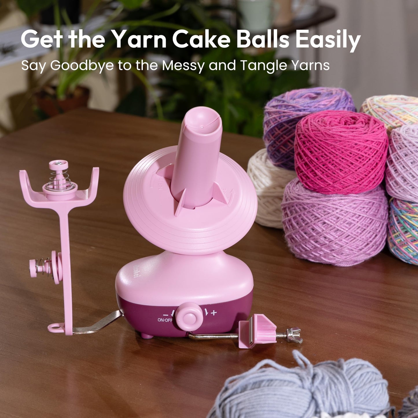 Etcokei Yarn Winder, Electric Yarn Ball Winder for Crocheting, Compact Yarn Cake Winder Strong Tension Stepless Speed Automatic Yarn Spinner, Thoughtful Gifts for Knitting Lovers(Purple)