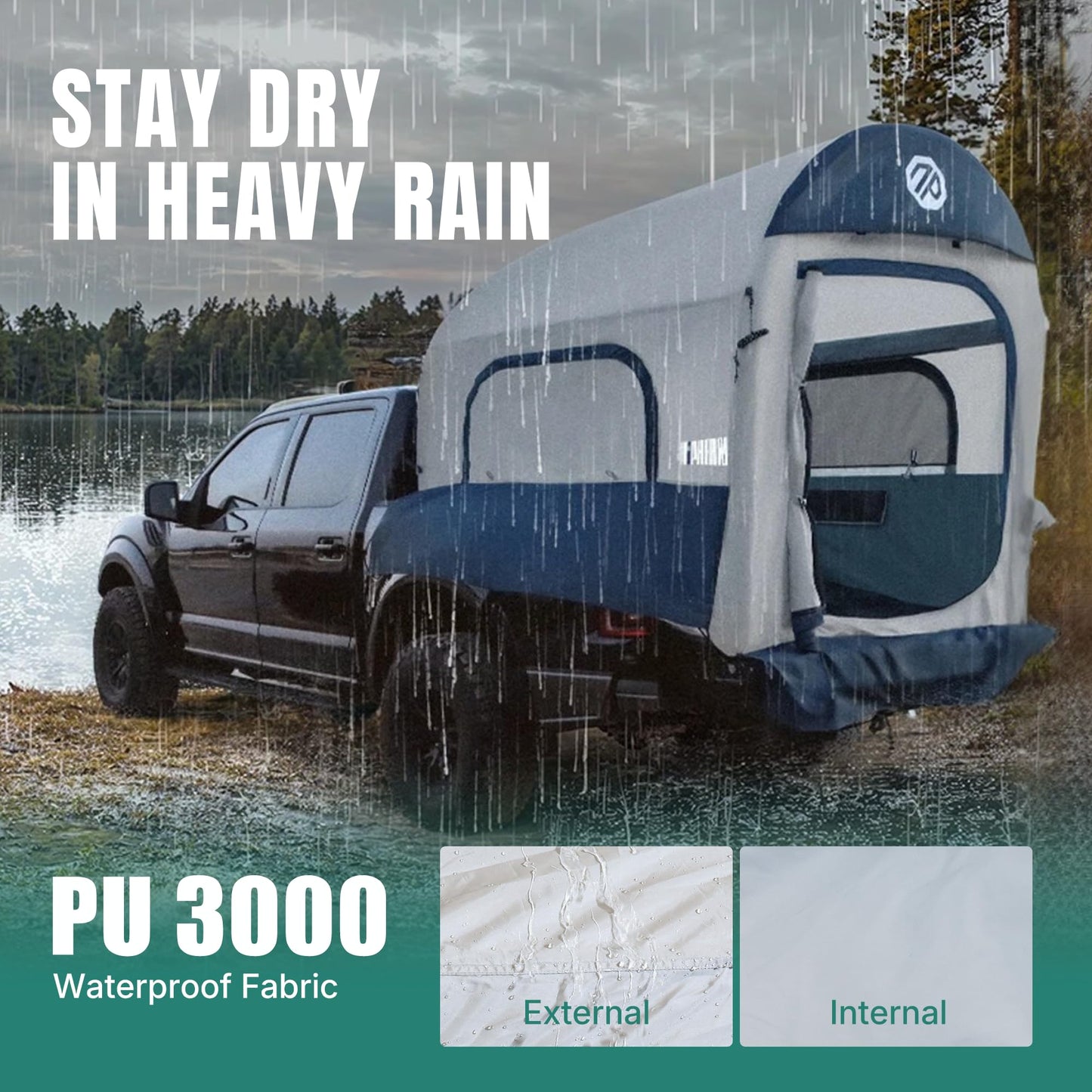 Niphean Truck Bed Tent for Camping 5.5ft-8ft for 2+1 People, 2 Mins Fast Setup Inflatable Pickup Truck Tent, PU 3000mm Waterproof & High-Strength Windproof, Spacious Interior for Multi-Landscape