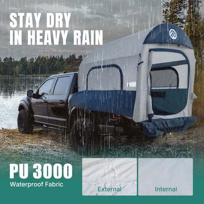 Niphean Truck Bed Tent for Camping 5.5ft-8ft for 2+1 People, 2 Mins Fast Setup Inflatable Pickup Truck Tent, PU 3000mm Waterproof & High-Strength Windproof, Spacious Interior for Multi-Landscape