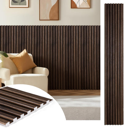 LARWORKS WPC Acoustic Slat Wall Panels 16-Pack 47.2'' x 6'', Accent 3D Wall Panel for Interior Wall Decor, Waterproof Fluted Textured Panel Wall Slats,Solid Walnut (Cover Approx.32 sq.ft)