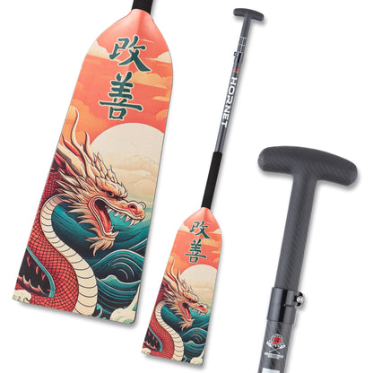 Hornet Watersports Dragon Boat Paddle - Kaizen II Design - Adjustable Carbon Fiber Dragon Boat Paddle - IDBF Approved (Clamp Adjustable)