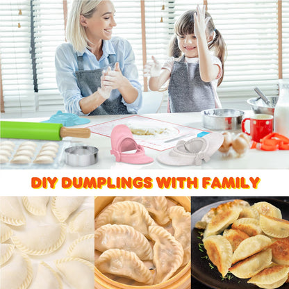 NAMUPIE 7 Piece Dumpling Maker Kit - All-in-One Empanada Maker Set with Press Molds & Ring Cutters, BPA-Free Kitchen Accessories for Home Cooking, Family/Friends Fun Gift (Beige)