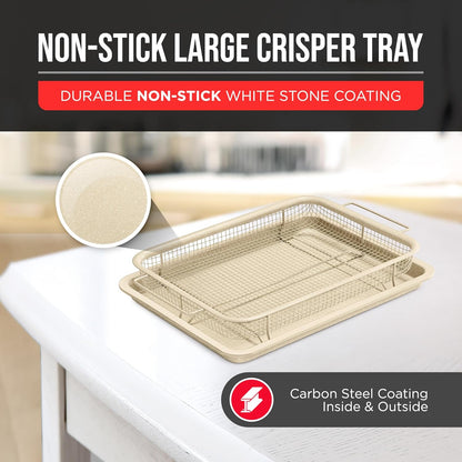 Bakken Swiss Crisper Tray - 2-Piece Set, White Marble Non-Stick Basket Design for Healthier Cooking
