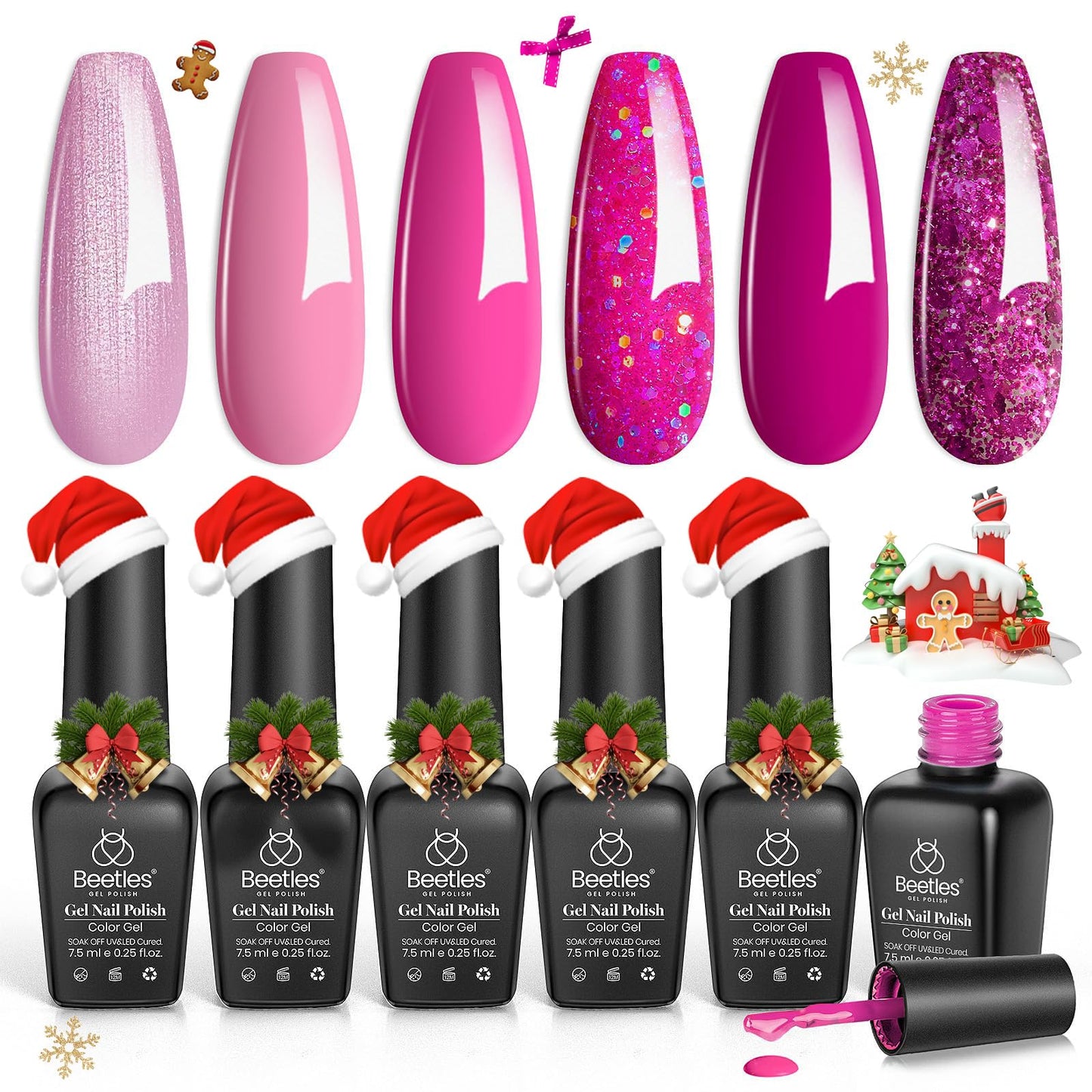 Beetles Halloween Gel Nail Polish Set – Wicked Mystic 8 Colors Gel Polish Kit, Gold Silver Black Green Blue Cat Eye Purple Red Glitter with Nail Art Accessories UV LED Soak Off Manicure Gift for Women