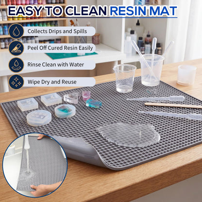 Singhoow Large Silicone Resin Mat 27.6" x 15.7", Heat Resistant Non-Slip Craft Mat for Epoxy Resin, Easy Clean Silicone for Jewelry Casting, Cup Turner, Kitchen Counter & Table Protector
