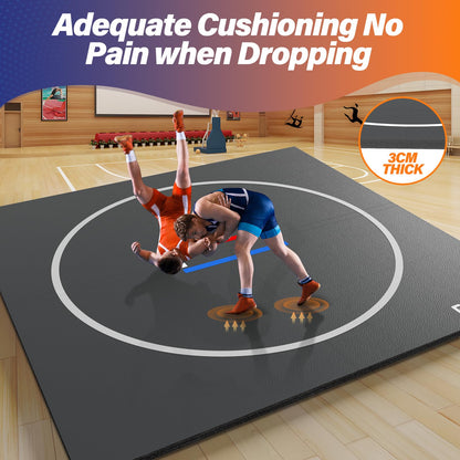 10' x 10' /10' x 6.5' Wrestling Mat for Home Black Jiu Jitsu Wrestling Mats Durable Judo Mats for BJJ MMA Training Roll-Up Design Wrestling Mat for Grappling Martial Art Boxing Judo