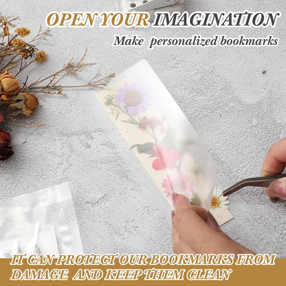 Fuyoooo 376 Pcs Dried Flower Bookmark Making Kit, DIY Bookmark Laminating Pouches with Tassels and Puncher, Handmade Craft Kit for Women, DIY Gifts for Book Lovers (Rainbow Color,2 x 6 Inch)