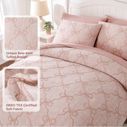 Wink Deer Twin Comforter Set with Sheets for Girls-5 Pieces Twin Bedding Sets with Pink Comforter, Sheets, Pillowcase & Sham for Kids (Pink Diamond, 66" X 86")