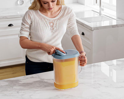 Tribello Pitcher with Lid 1 Gallon, Slim Clear Plastic Water Pitcher with Pivot-top Spout Lids, Iced Tea Pitcher for Fridge, Freezer/Dishwasher Safe, and BPA/Phthalate Free