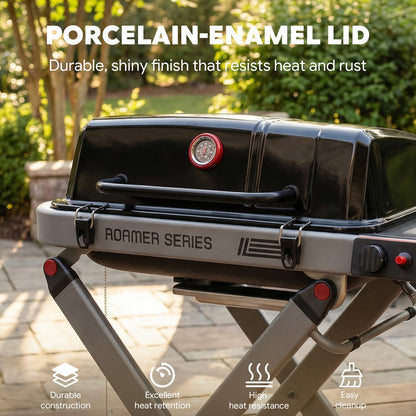 Feasto Propane Gas Grill with Foldable Cart & Heavy-Duty Build, All-Terrain Large Wheels for Easy Moving, BBQ Grill for Outdoor Cooking, Backyard, Camping & Tailgating