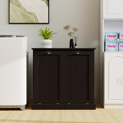agnixnaf Laundry Sorter Cabinet, Two-Compartment Tilt-Out, Black Storage Cabinet, for Small Bothroom
