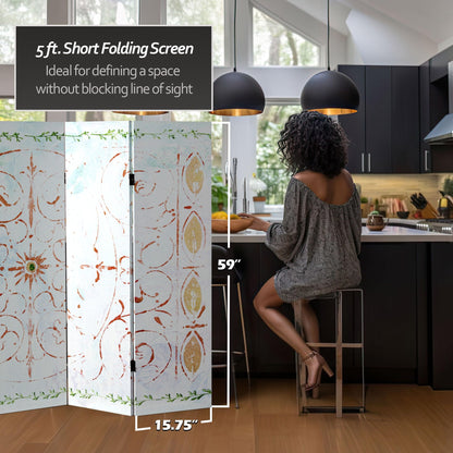 Red Lantern 5 ft. Tall Winter's Peace Canvas Room Divider 5 Panel Freestanding Folding Privacy Screen, Partition, and Separator for Modern and Contemporary Bedroom, Home Office, Studio, Dorm