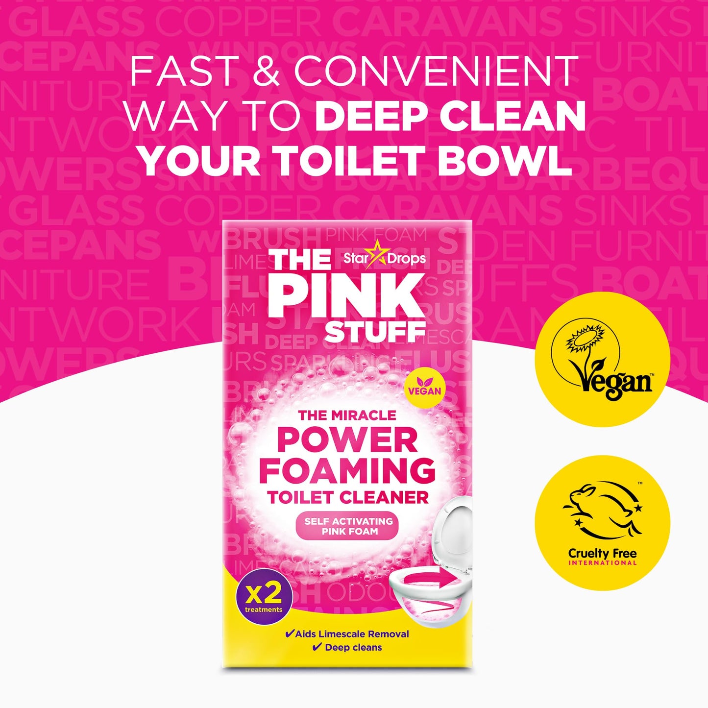 Stardrops - The Pink Stuff Bathroom Cleaning Kit – Cleaning Paste, Bathroom Foam Spray, Toilet Foaming Powder, SQeeZY Sponge & 3 Microfiber Cloths – Tough on Stains, Grease & Soap Scum
