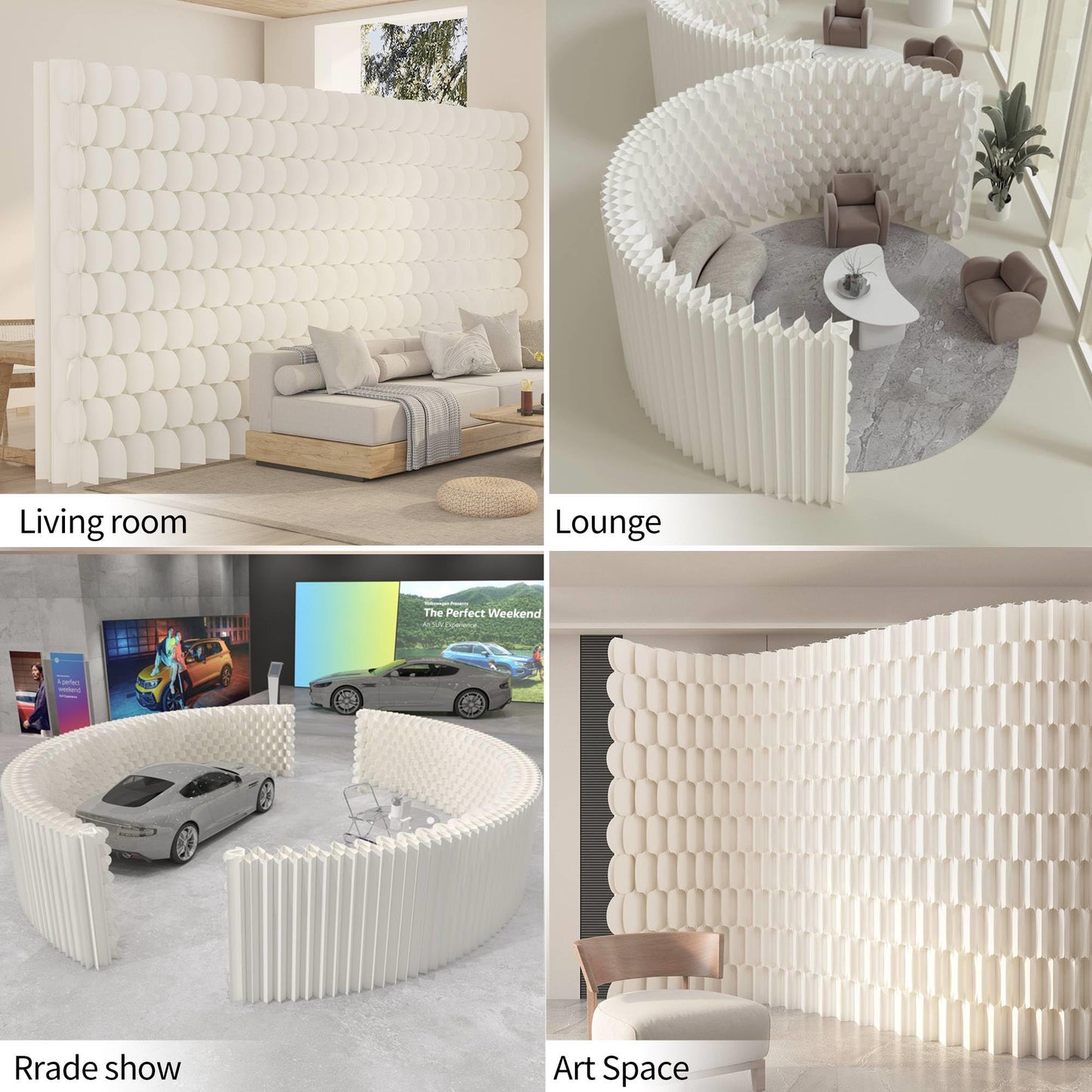 Folding Paper Room Divider Panel with Different Designs on Both Sides, Reversible Privacy Screens, Portable Partition Wall Divider for Room Separation, Suitable for Any Occasion Office Booth Salon Bar